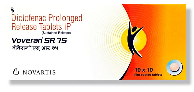 ボルタレンジェネリック 75mg（Voveran SR：ボベランSR）100錠 1箱